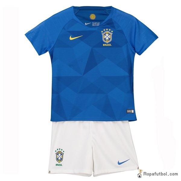 Camiseta Brasil Replica Segunda Conjunto De Niños 2018 Azul